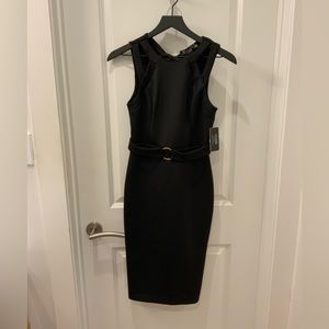 NWT Guess bodycon little black dress with belt and cut out detailing -6
